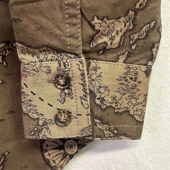 Banana Republic Graphic Shacket Shirt Treasure Map Maps Men’s Size Medium NWT - Picture 7 of 12